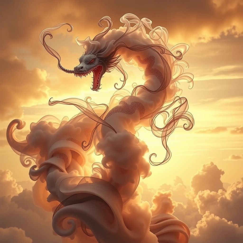 Ethereal Smoke Serpent Coiled in the Sky