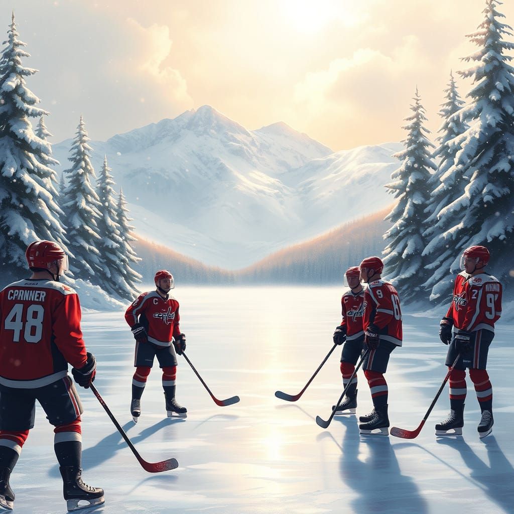 Winter Hockey Scene with Washington Capitals and Montreal Ca...
