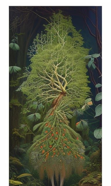 Tree-Human Hybrid in Mycelium Network: Fashion Magazine Art