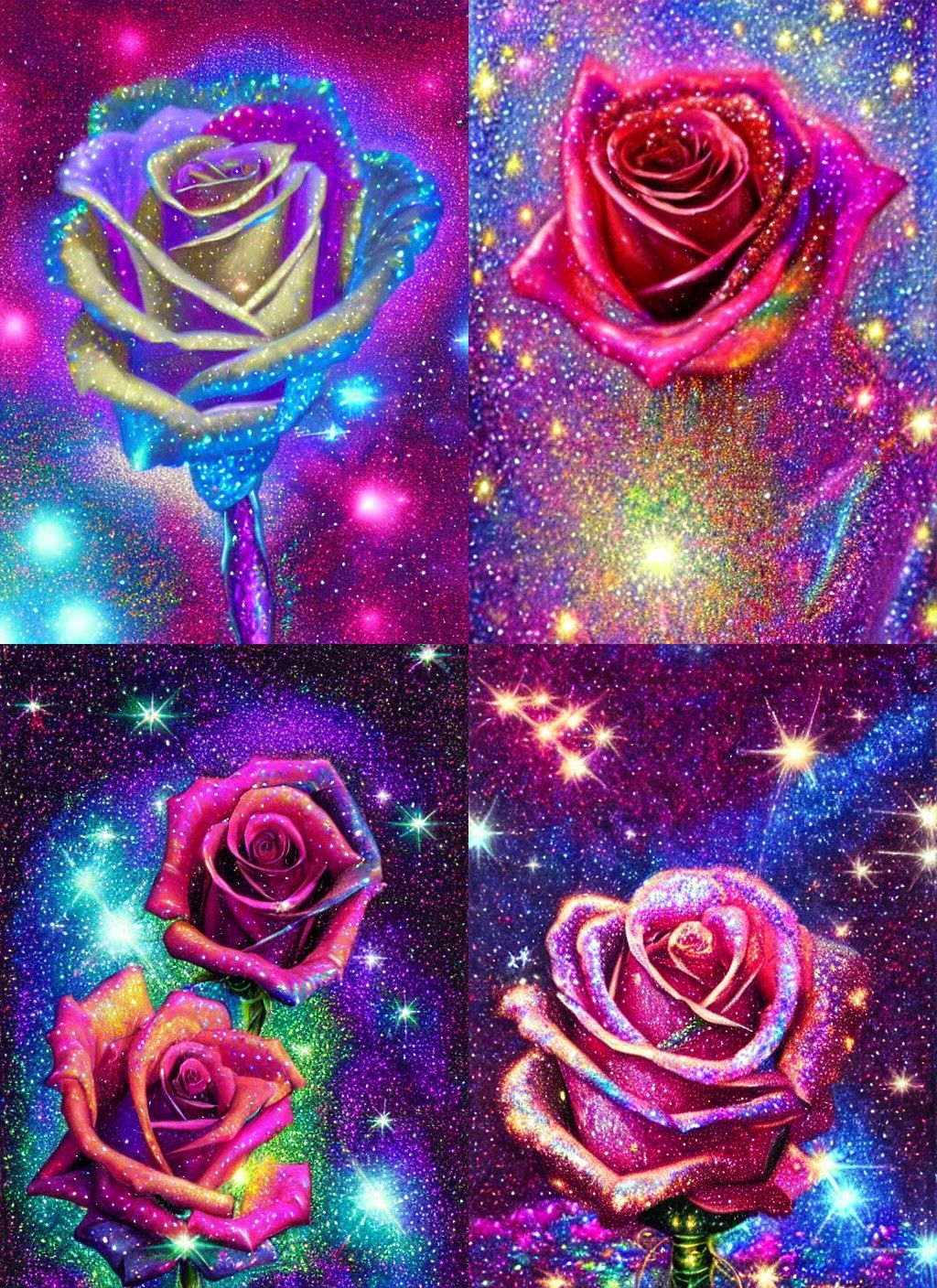 Glittering Cosmic Rose Illustration