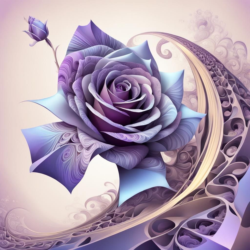 Abstract Fractal Rose: Algorithmic Art in Purple
