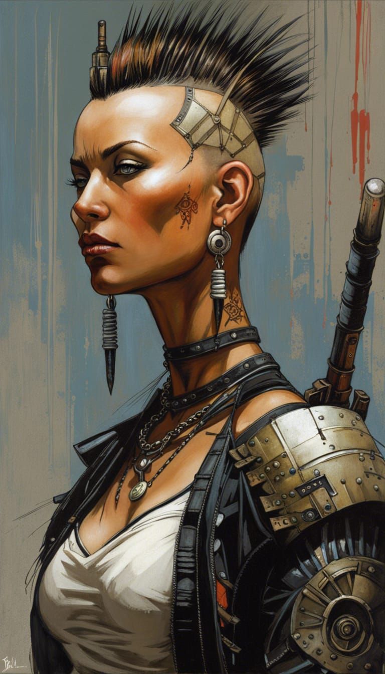 Cyberpunk Female Warrior Portrait