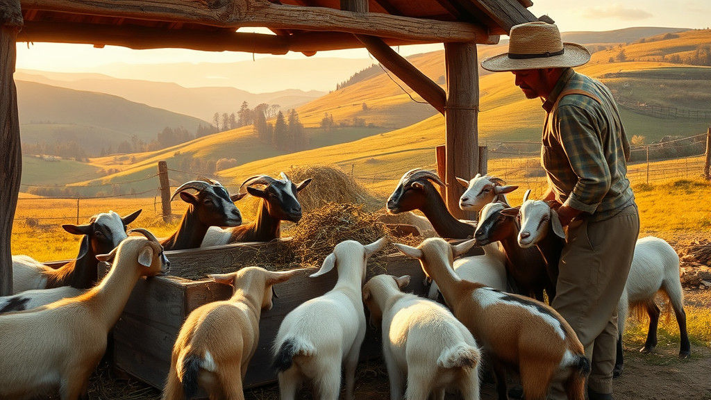 Pygmy Goats' Morning Meal: Rustic Farm Life