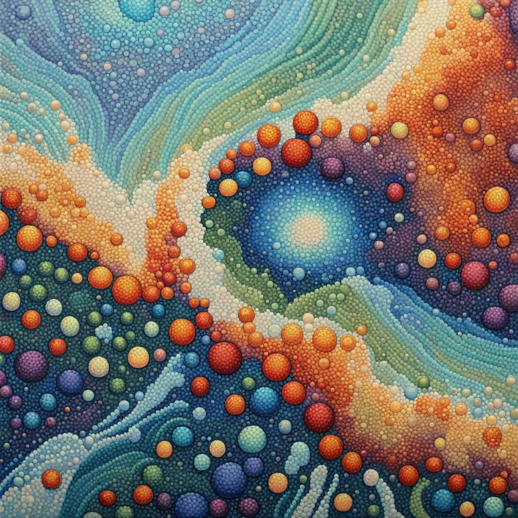 Abstract Pointillism Art: Tidal Tapestry