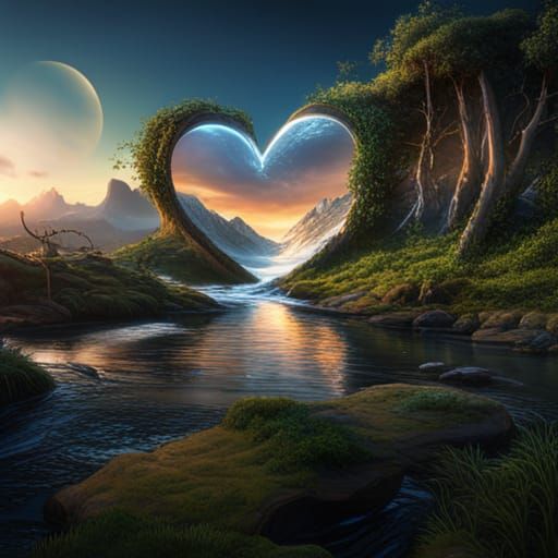 Detailed Matte Painting of a Glass Heart
