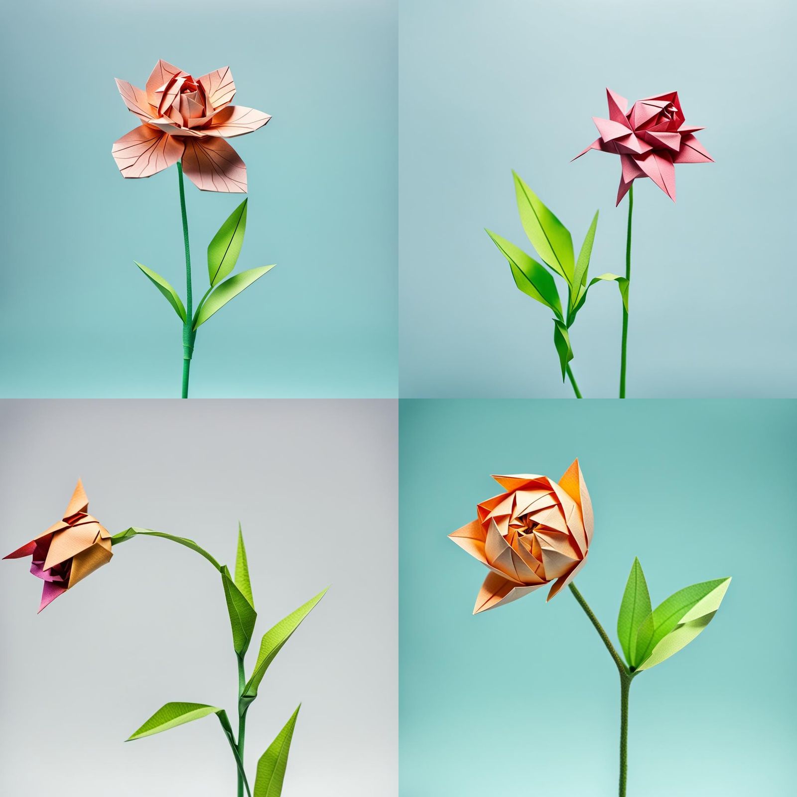 Wilting Origami Flower Papercraft in Soft Focus