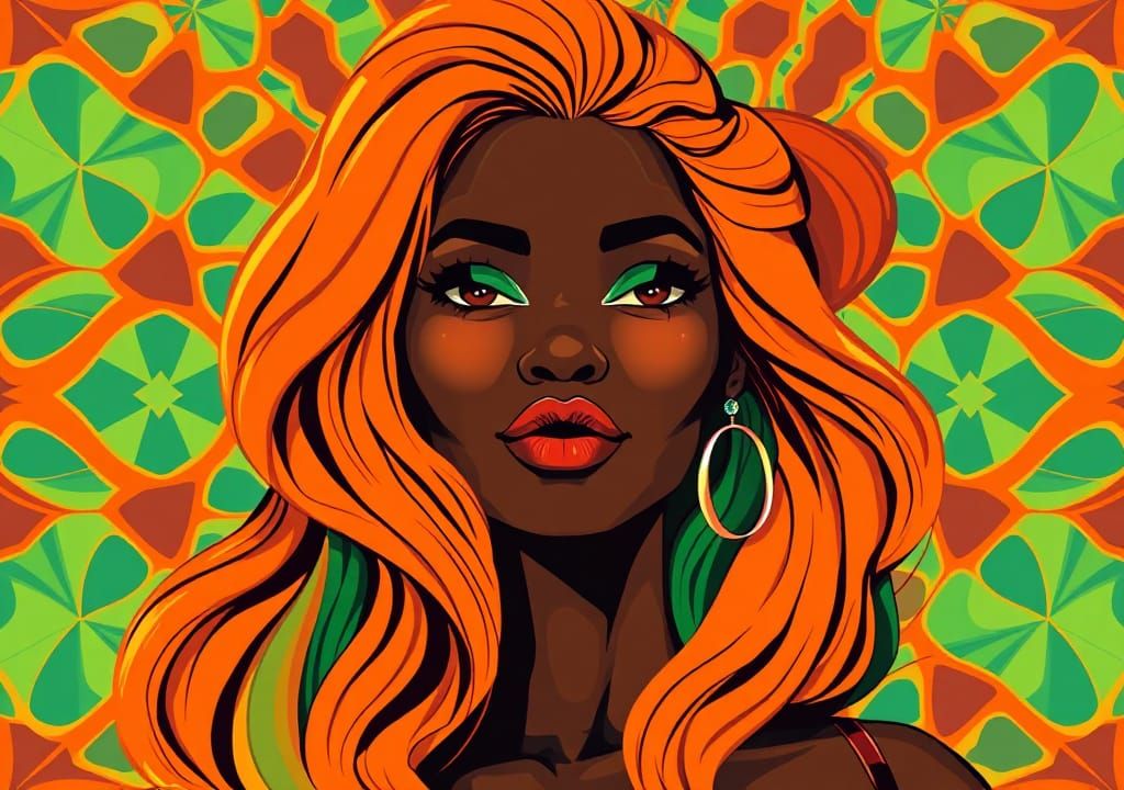 Vibrant Afrofuturist Woman in Pop Art Vector Style