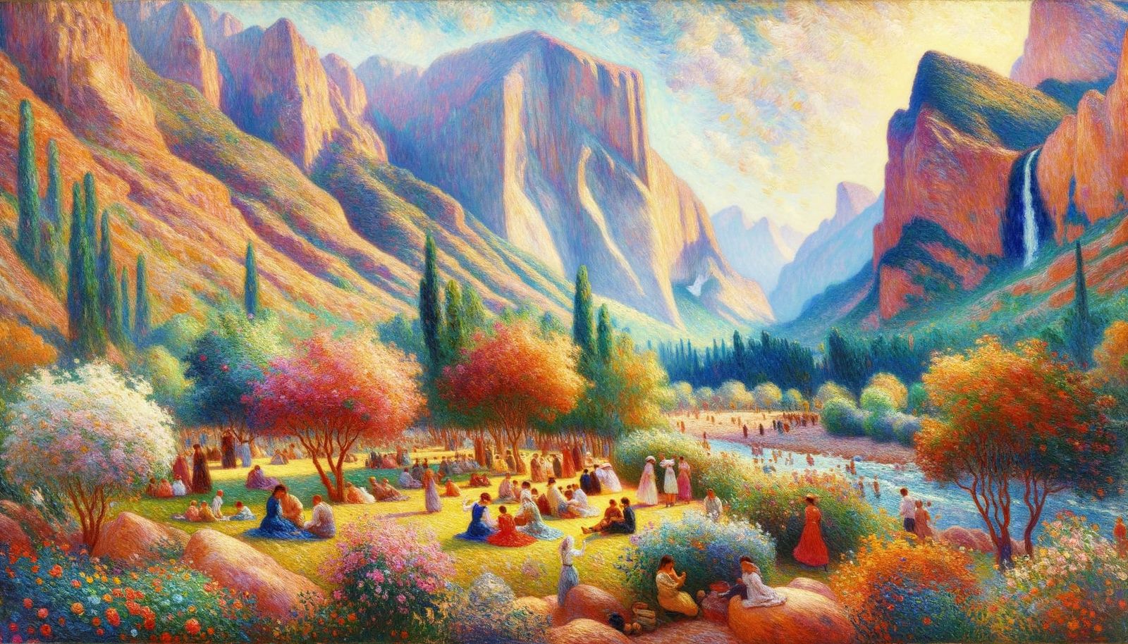 Impressionistic Zion Scene in Renoir Style