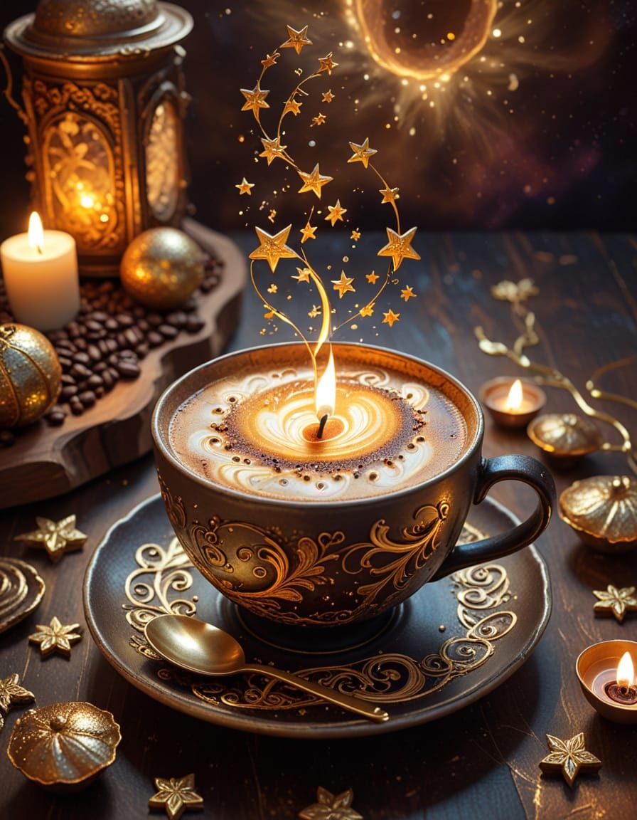 Surreal Coffee Chocolate Sculpture in Space