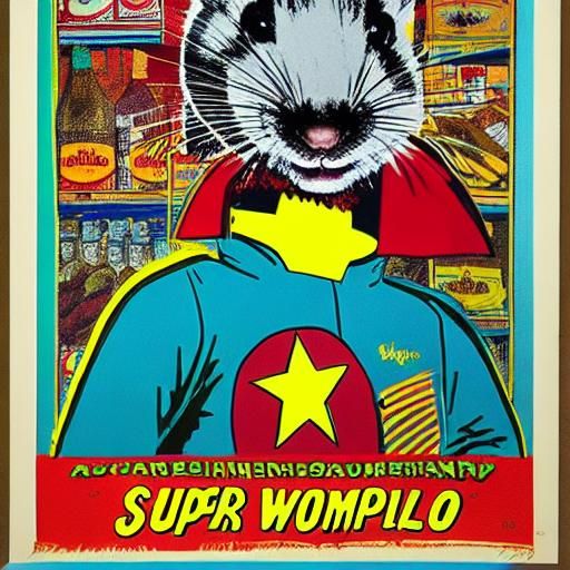 Super Rat Animal Superhero Pop Art
