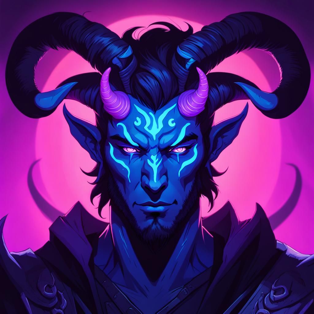 Neon Demon Anime Man Portrait