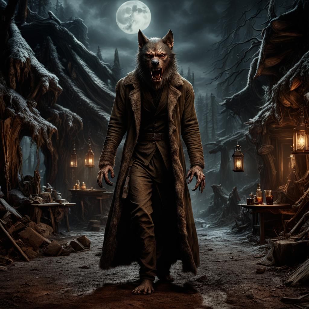 Cinematic Werewolf Digital Matte Painting
