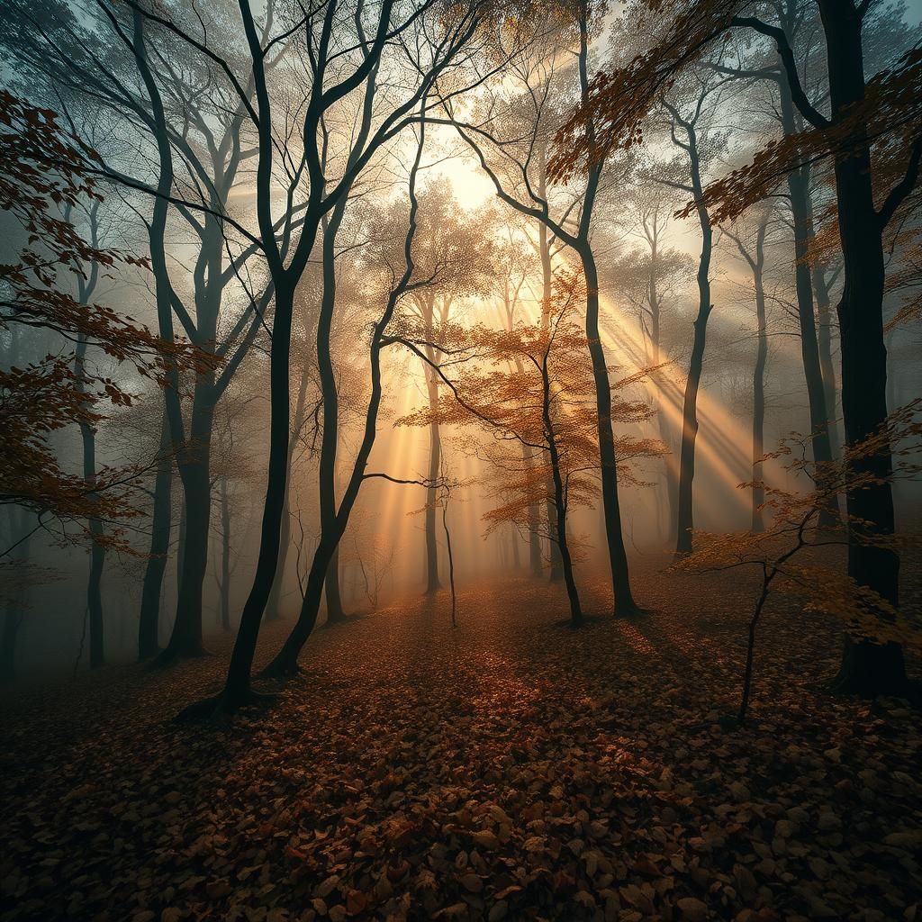 Autumnal Mediterranean Forest in Dreamlike Hyperrealism