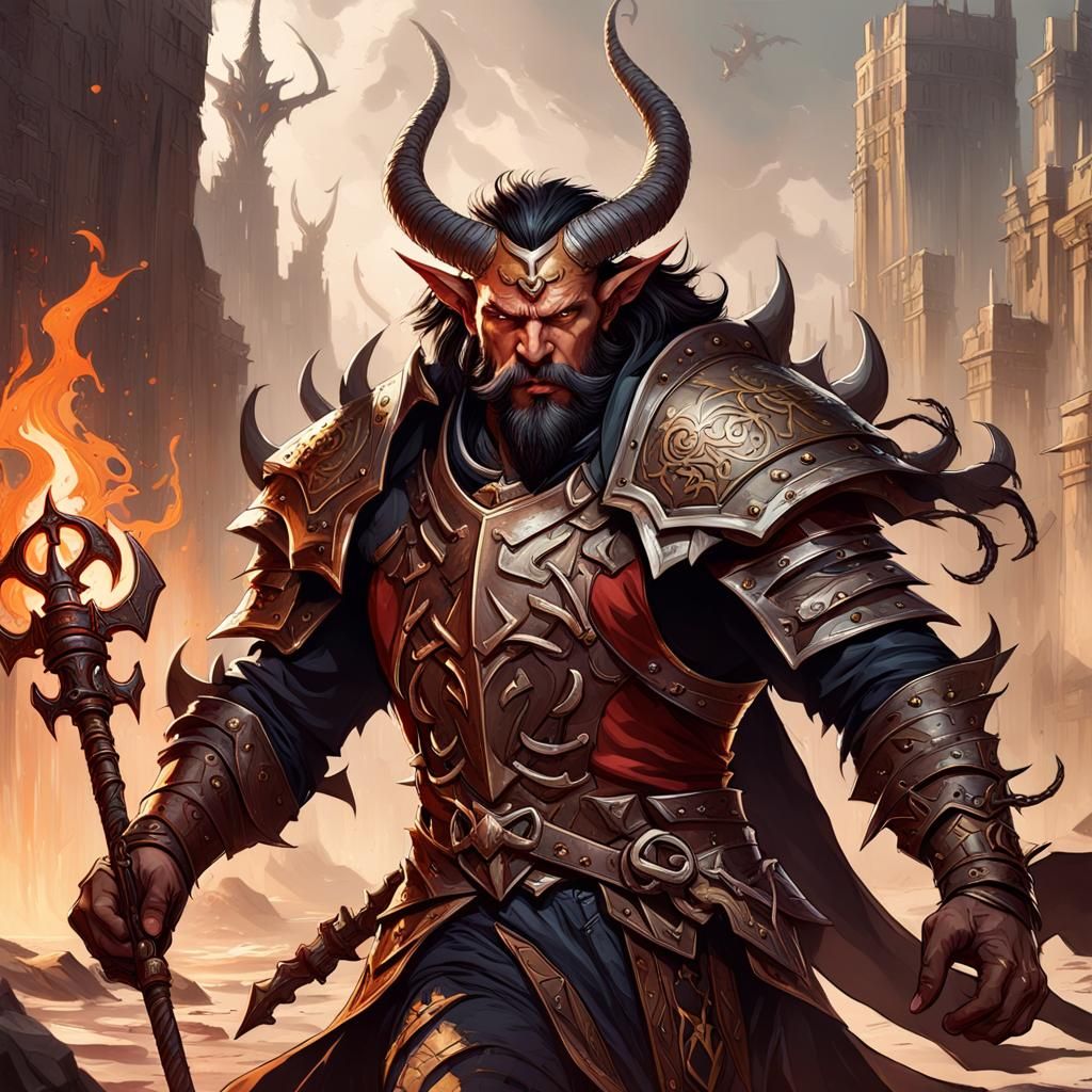 Tiefling Warrior Concept Art: Dungeons and Dragons Style