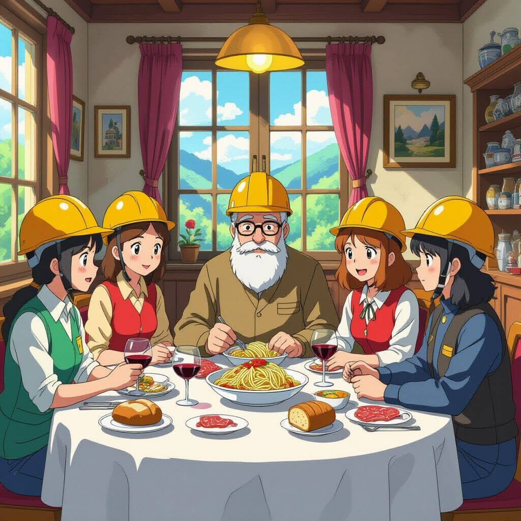 Italian Geologists' Anime Feast in Studio Ghibli Style