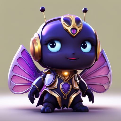 Adorable Chibi Purple Bumblebee in 3D