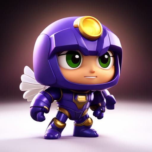 Adorable Chibi Purple Bumblebee in Detailed Style