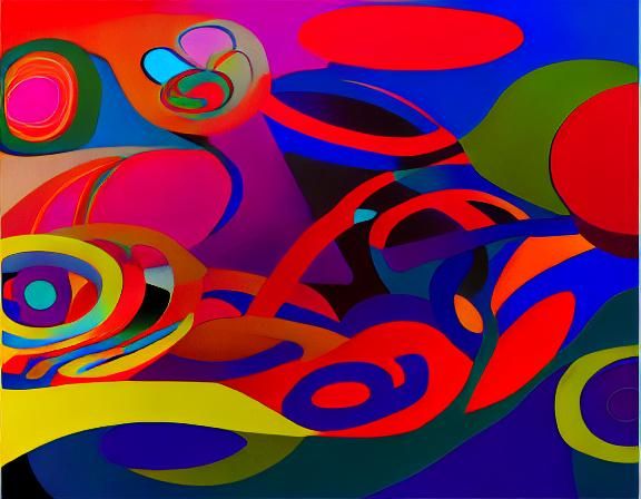 Kaleidoscopic Garden with River in Pop Art Style