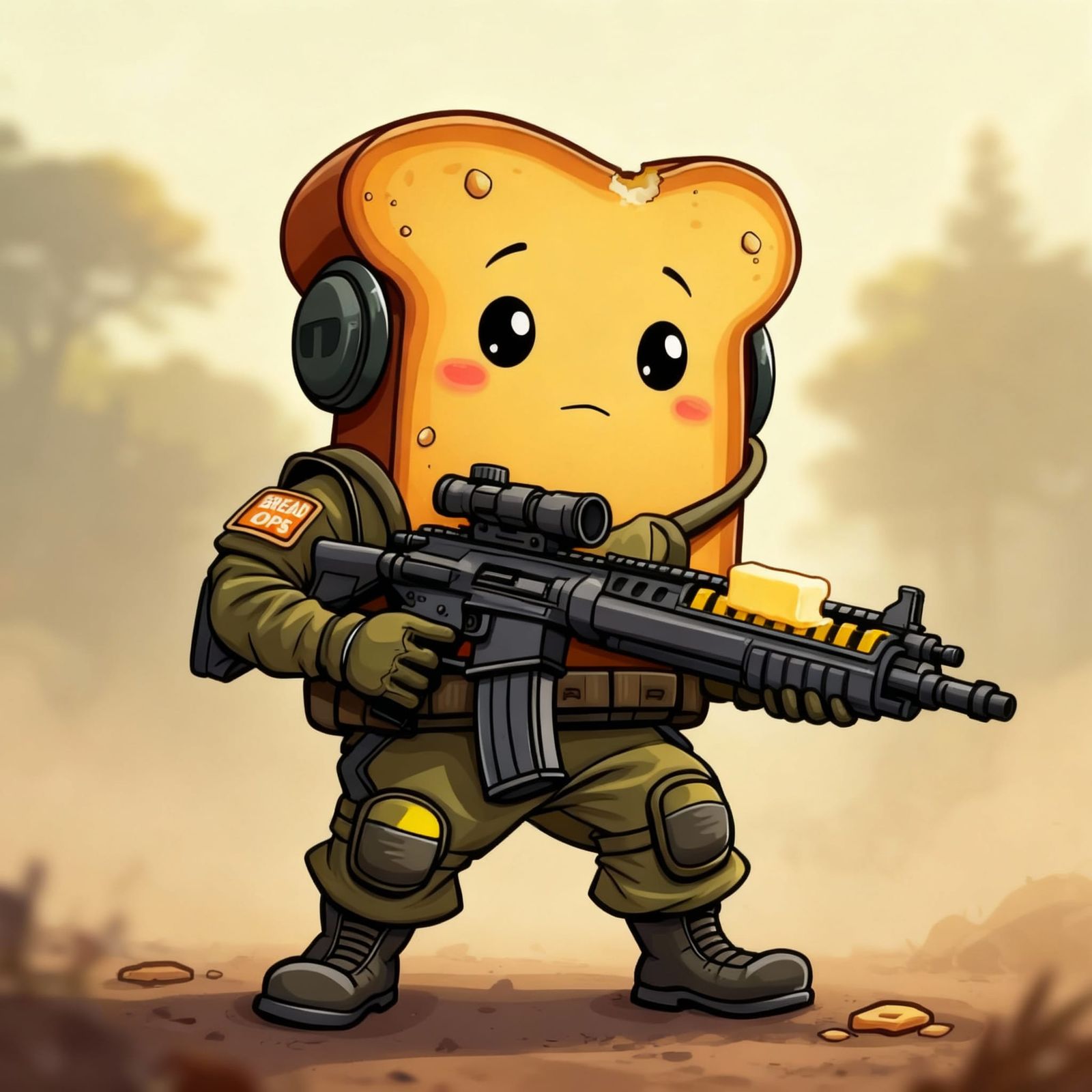 Tactical Toast Soldier Ready for Battle
