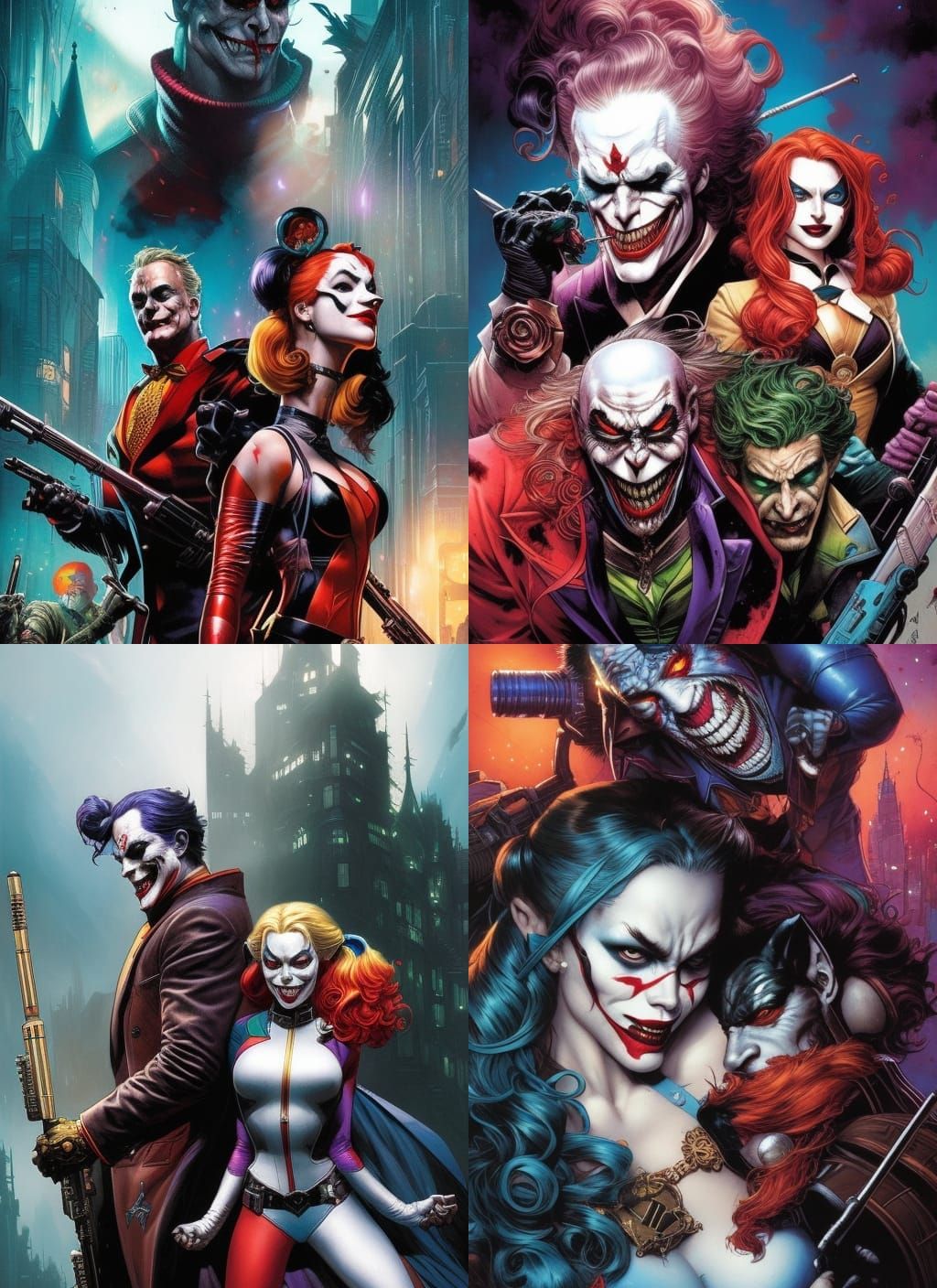 Harley Quinn and Joker Crayon Caricature