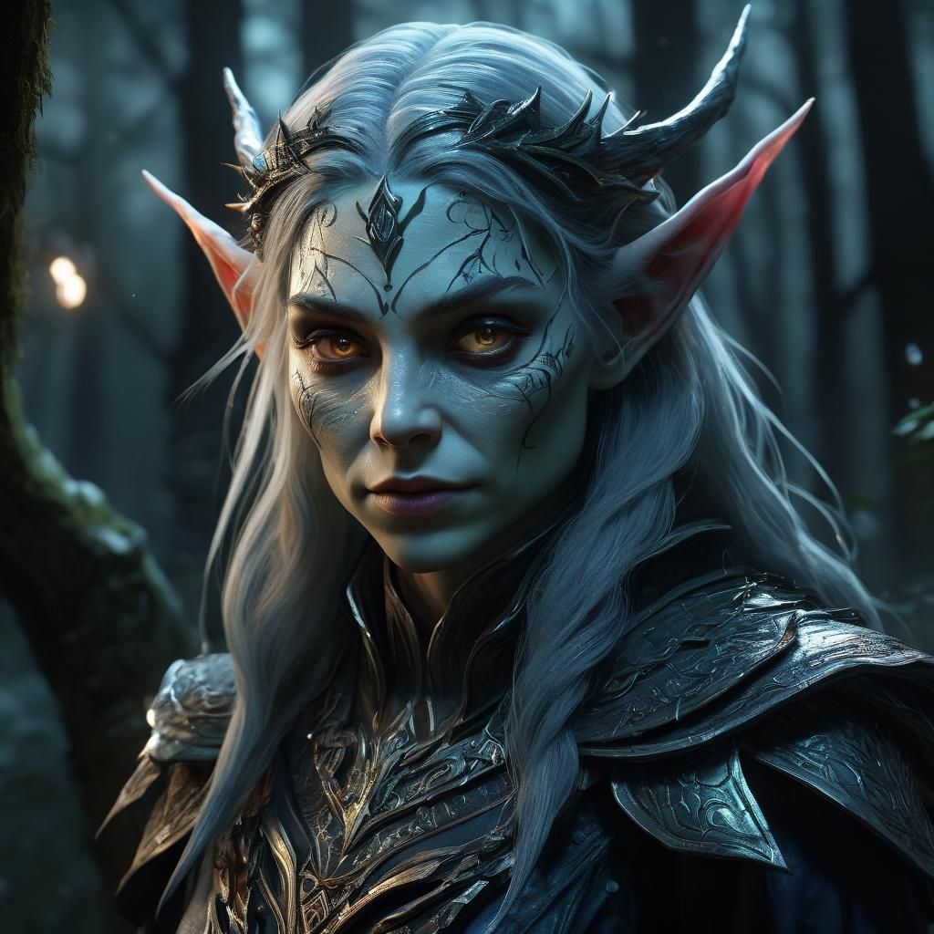 Evil Elf Casting Spells in Sinister Forest