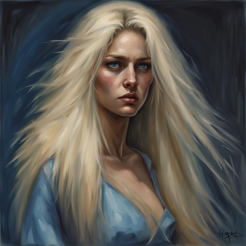 Beautiful Blonde Woman with Hairy Arms, Fantasy Art
