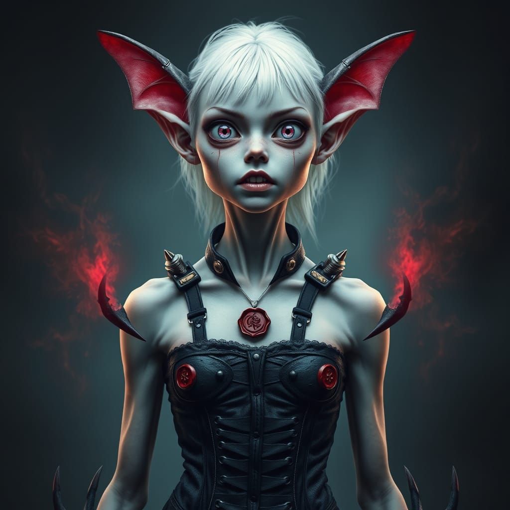 Ethereal Gothic Goddess with Bloody Locks