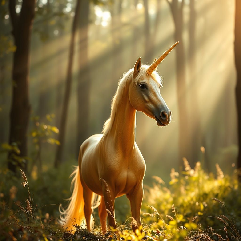 Golden Elegance in a Whimsical Forest