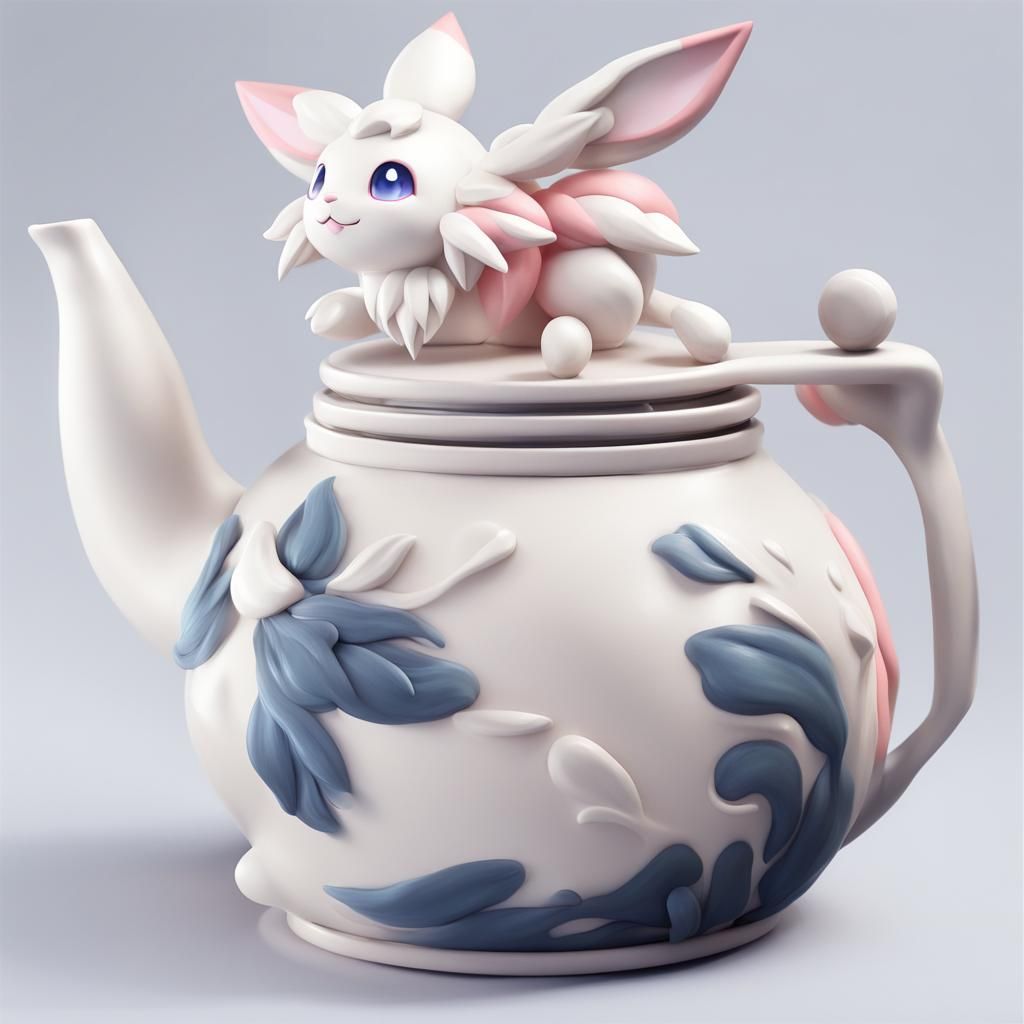 adorable clay teapot featuring Sylveon