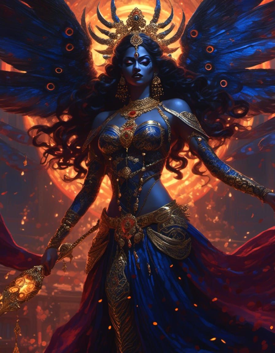 Hyperdetailed Kali Goddess of Death in Deep Colors