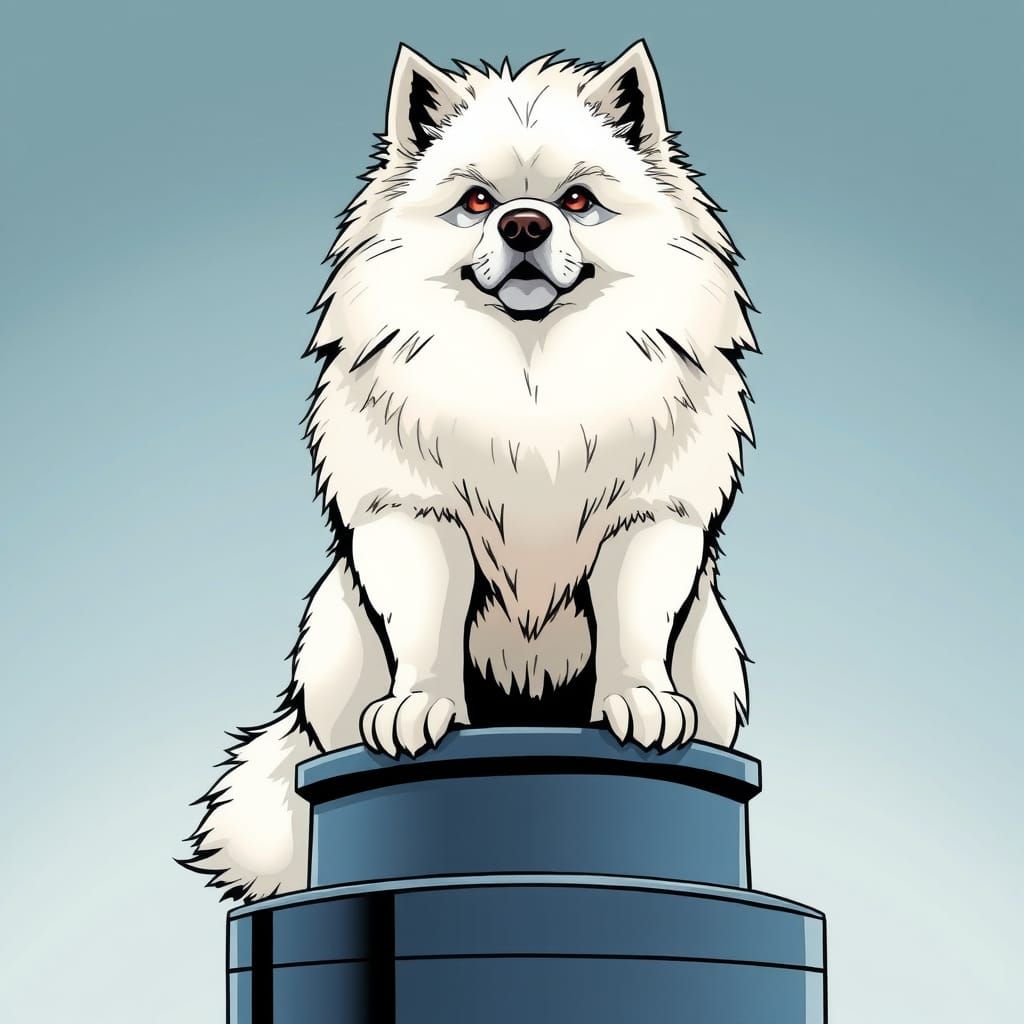 Regal Samoyed in Comic Book Art Style