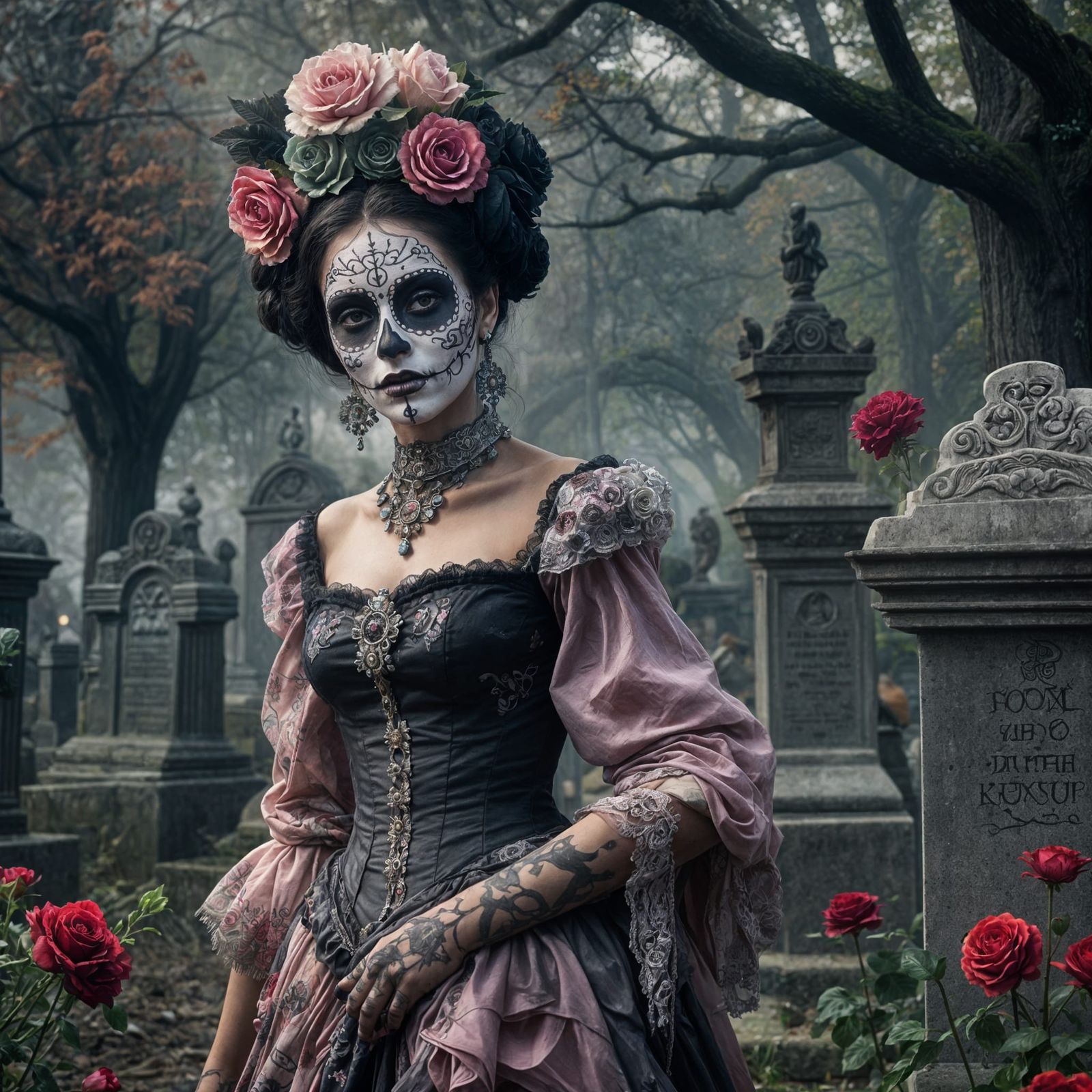 Dia de los Muertos Woman in Renaissance Cemetery