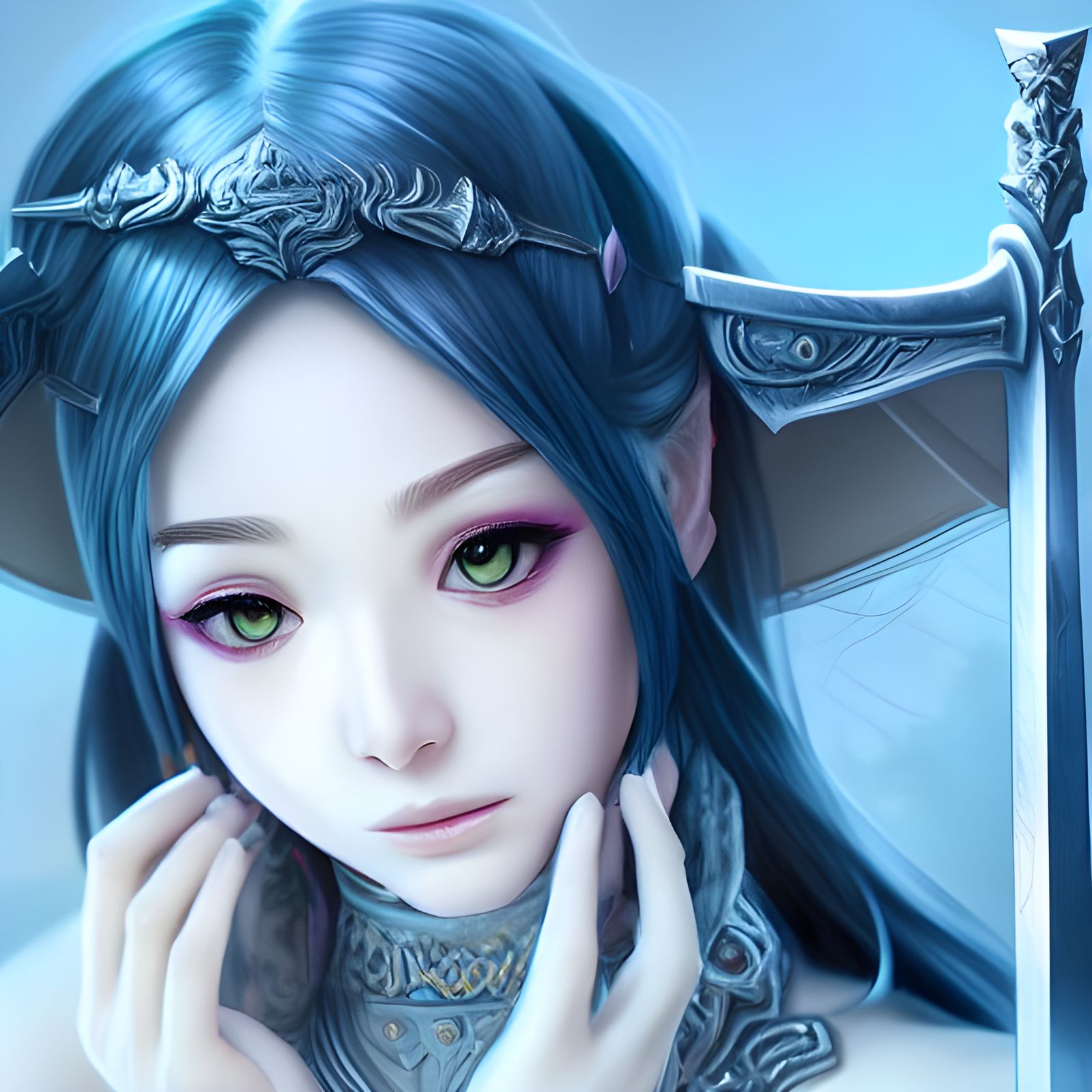 Beautiful Woman with Sword in Murim Manhwa Style