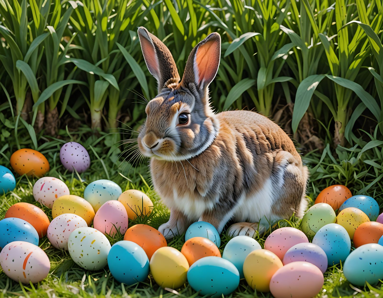 Whimsical Easter Rabbit in Pastel Hues