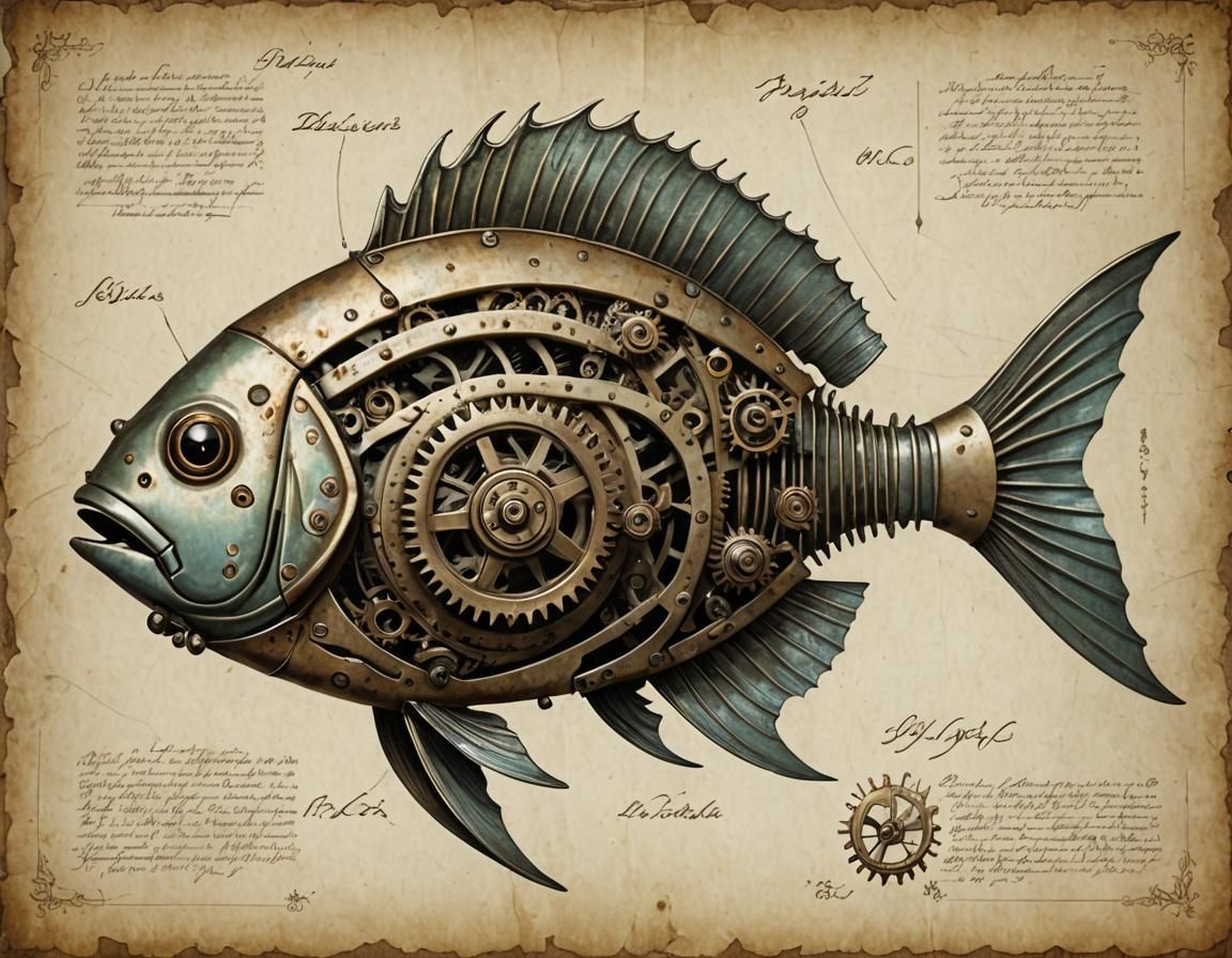 Articulated Mechanical Fish with Cogwheels