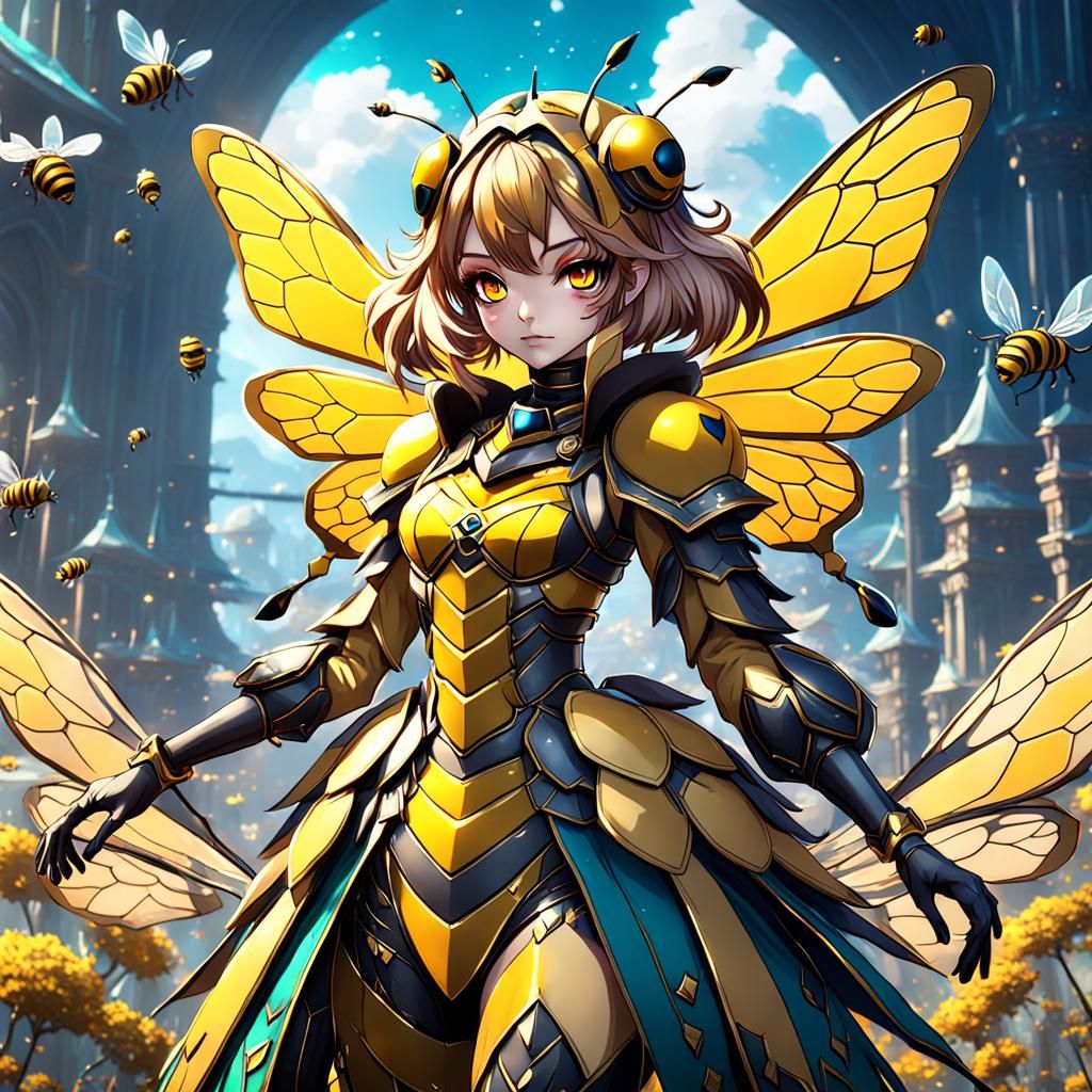 Anime Queen Bee Girl in Detailed Matte Painting