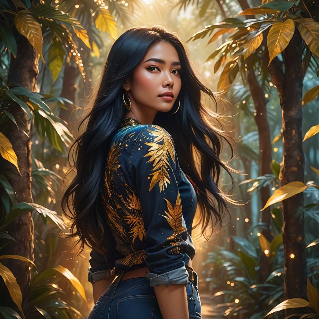 Thai Girl Looking Back, Fantasy Concept Art