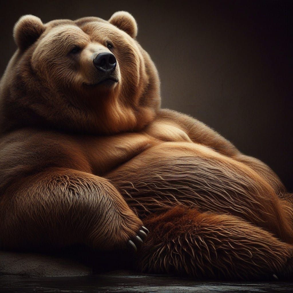 Regal Kodiak Bear in Moonlit Repose
