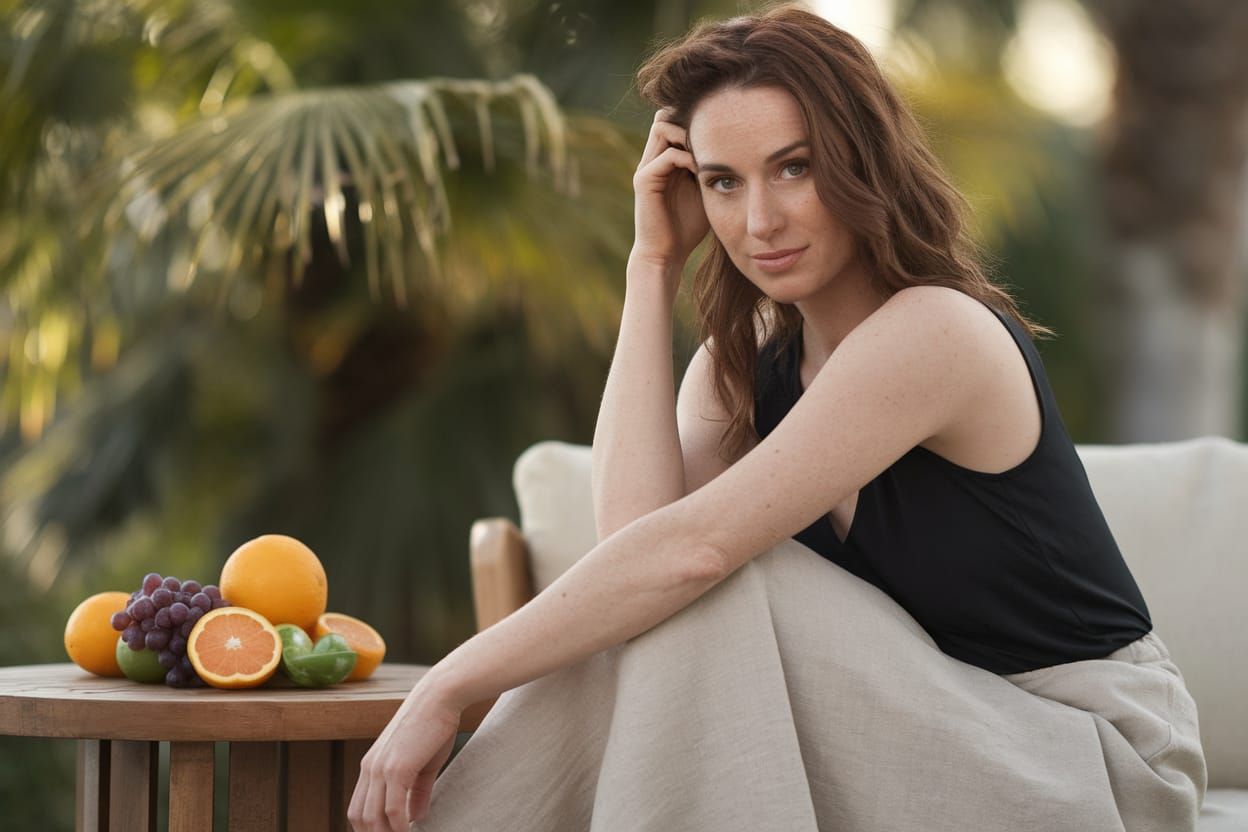 Woman in Natural Light, Seated in a Relaxed Pose