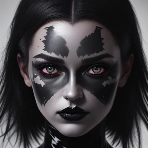 Expressive Demon Girl Portrait in Luxurious Latex