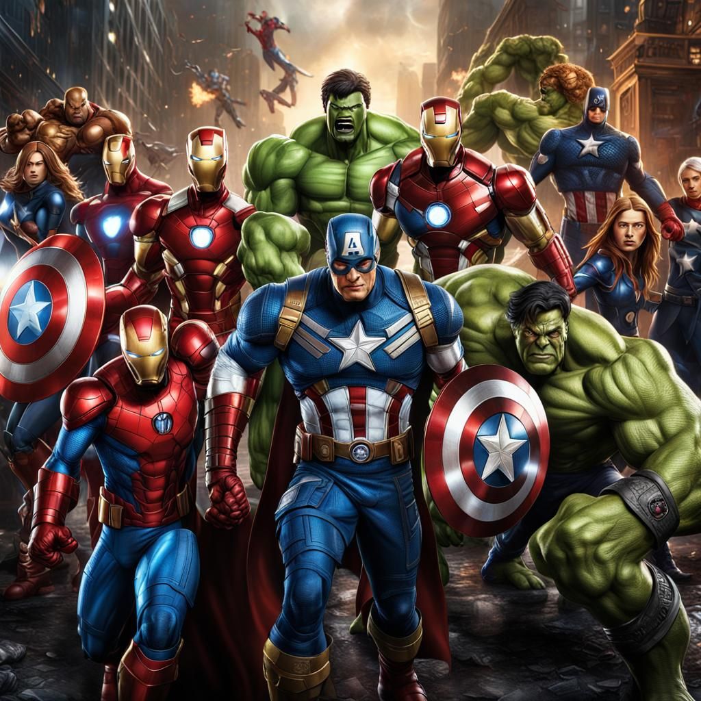 Hyperrealistic Marvel Heroes in Cinematic Composition