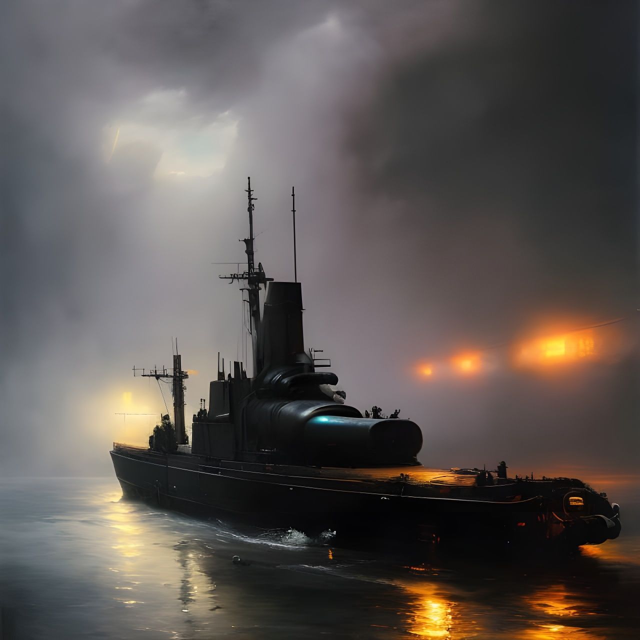 Submarine at Sea: Dark Ambient Painting
