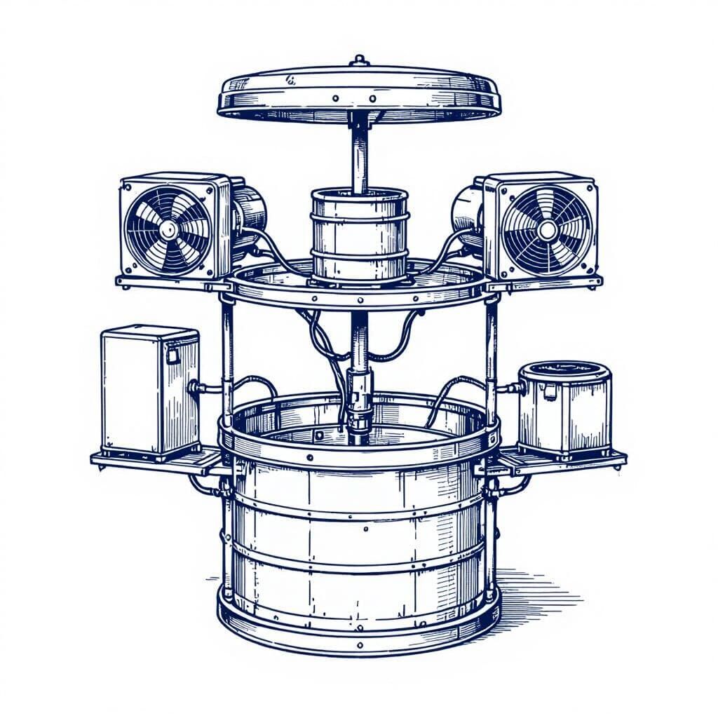 Solar Cooling Unit Schematics Detailed Technical Drawing