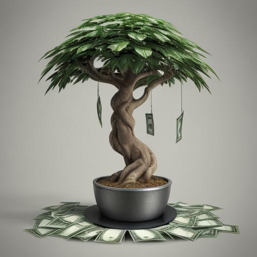 Stylized AI Money Tree Digital Art