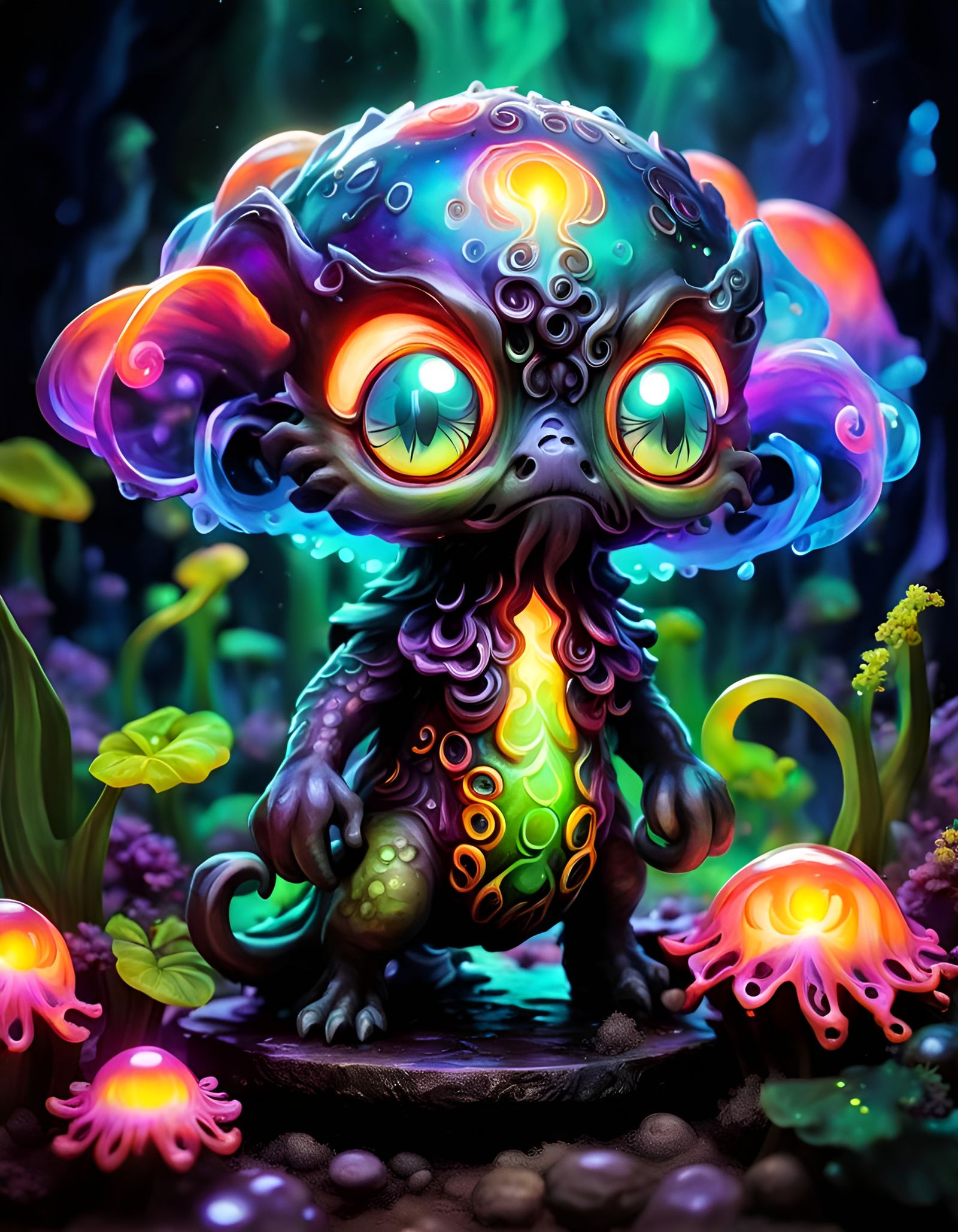 Adorable Eldritch Deity in Mystical Jungle