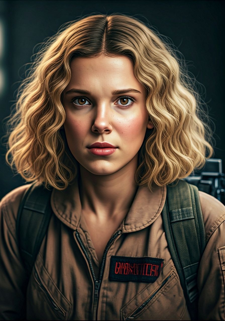 Millie Bobby Brown in Ghostbusters Movie Set Portrait