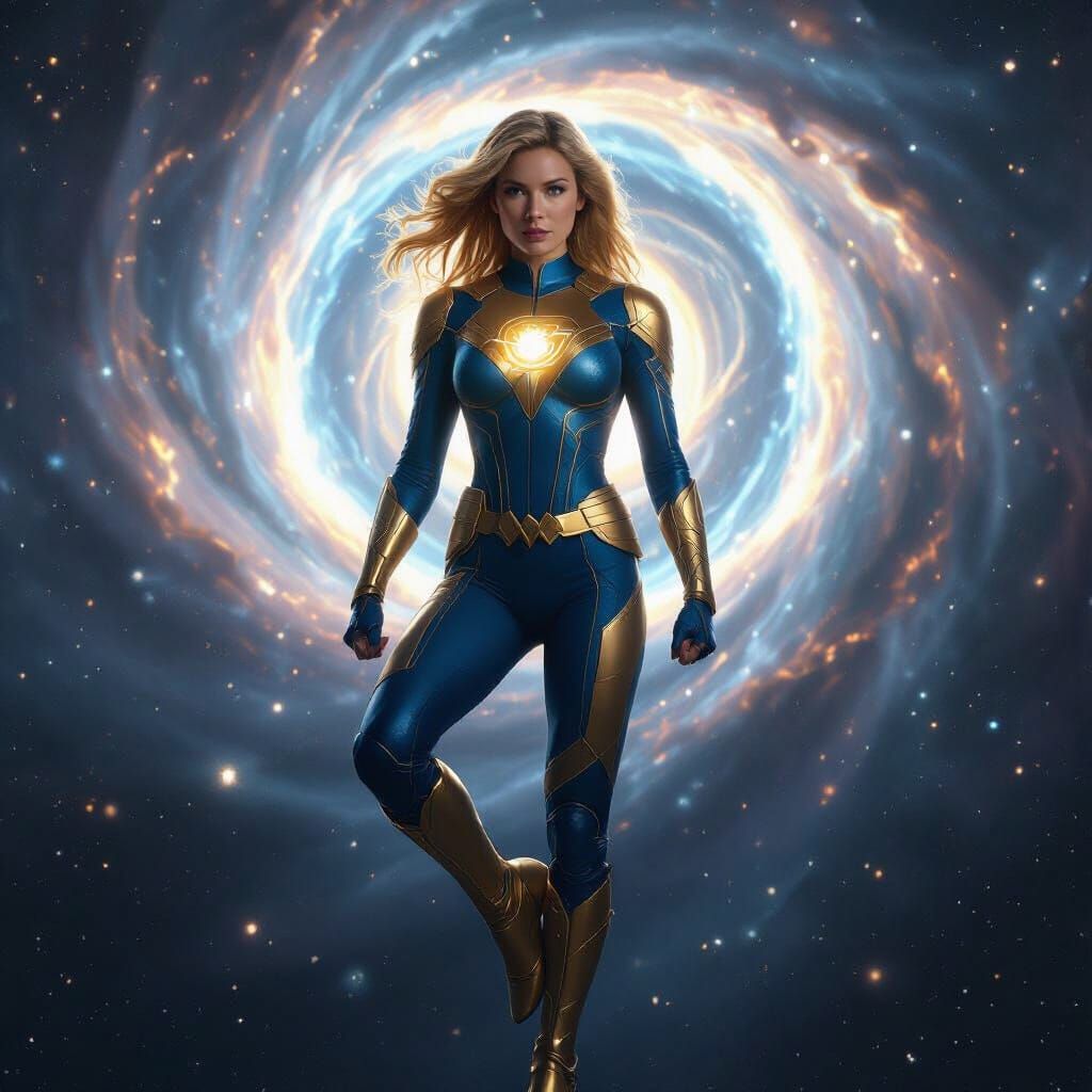 Female Superhero in Space with Galactic Powers