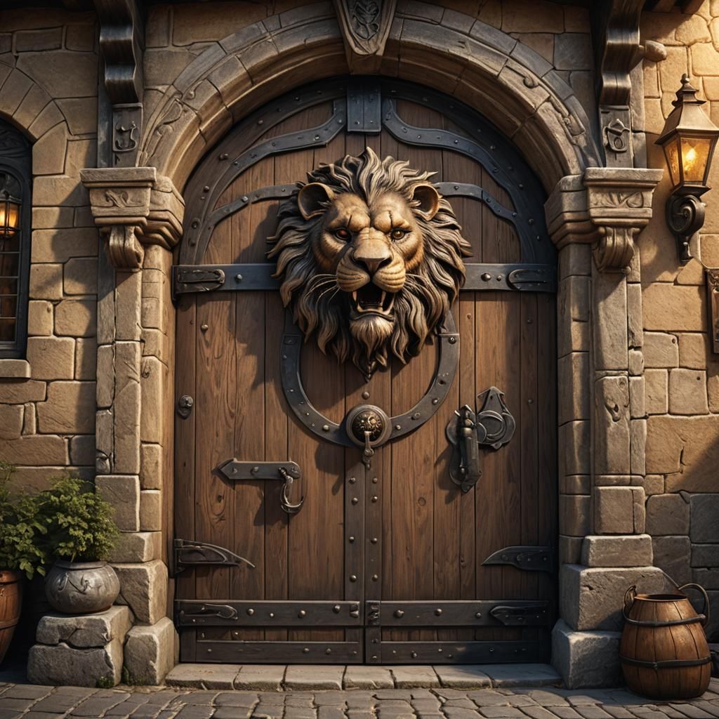 Medieval Tavern Door: Fantasy Digital Art