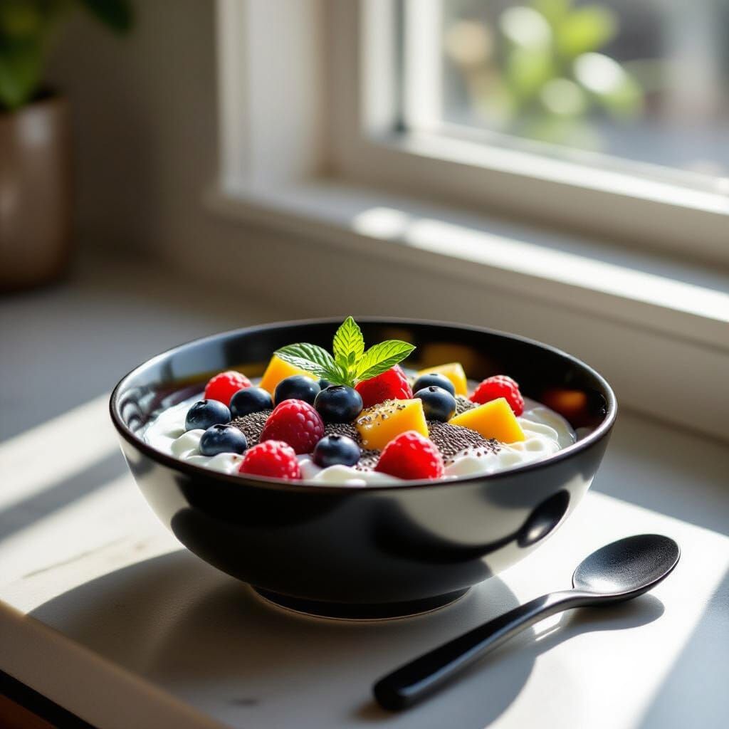 Studio Photo: Yogurt Bowl with Berries and Fruit