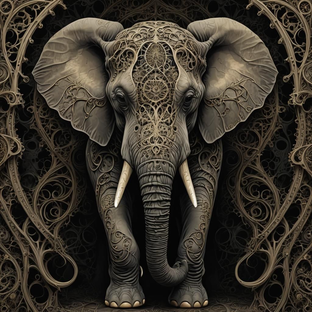 Fractal Elephant in Gothic Style